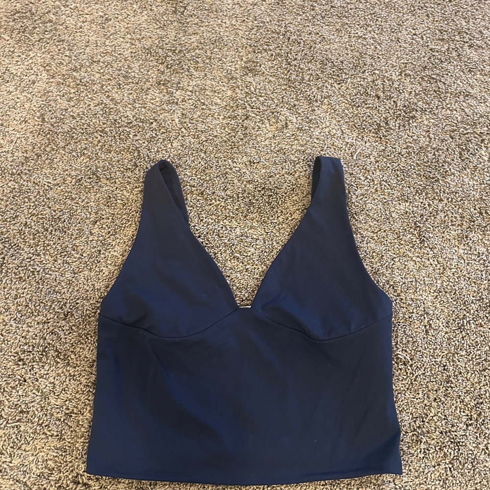 Garage Navy V-Neck Crop Top, size large